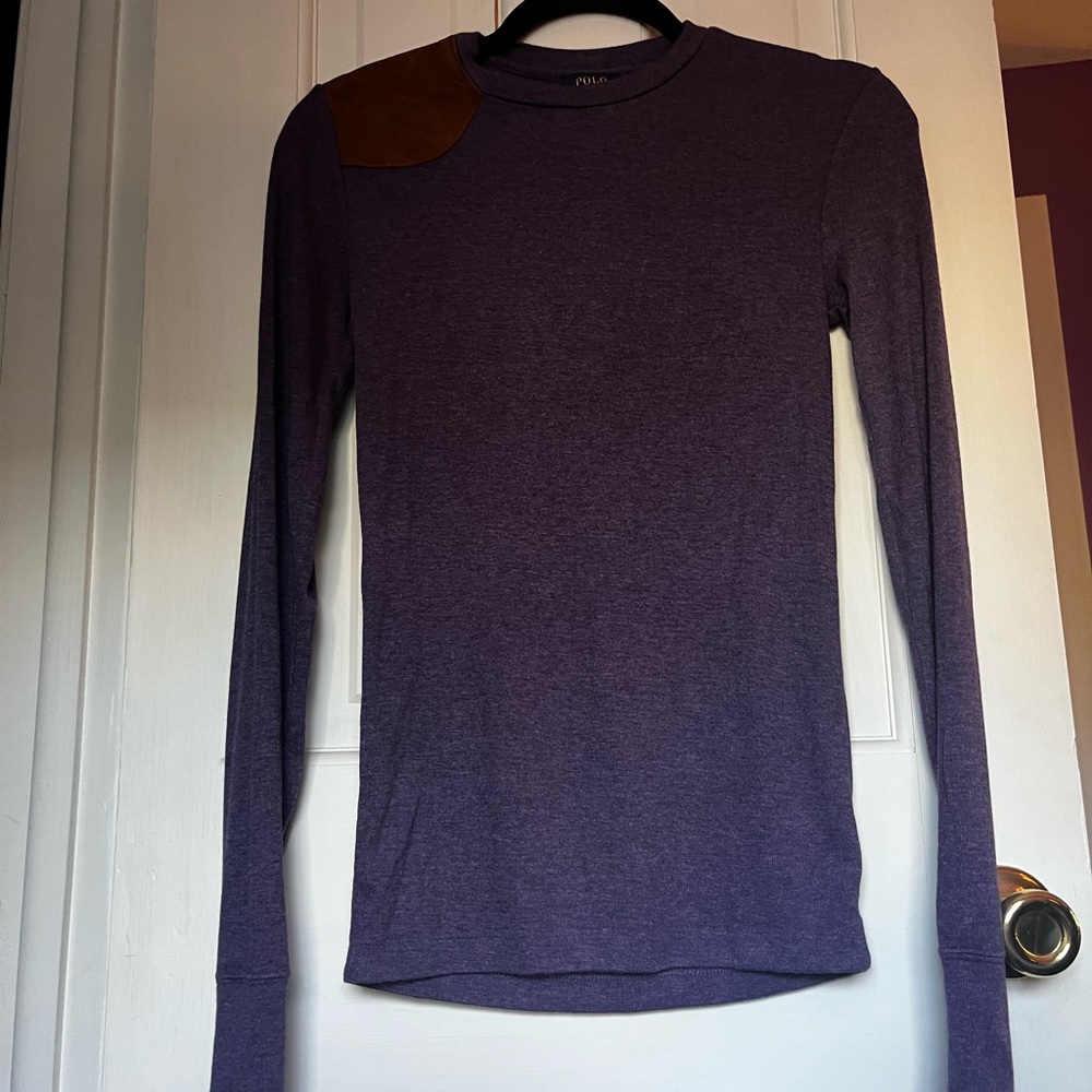 Polo Ralph Lauren long sleeve knit top with a suede patch